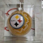 Pittsburgh Steelers Candy Cane Yellow Glass Ornament. Fixed Price $10.00.