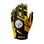 Football Gloves Stretch Fit Adult Pittsburgh Steelers Wilson WTF9326PT. Fixed Price $46.99.