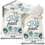 24 Pcs Fast Drawstring Bags 1ST Party Favors 5X7 Inch Cotton Vintage Blue Rac.... Fixed Price $26.85.