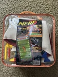 Nerf Play Rug Game Set With 2 Goal Posts, Football, And Tee. Fixed Price $13.00.