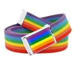 Build Belt Adult Rainbow Flag Flip Top 1.25" Wide Buckle With Canvas Web. Fixed Price $13.99.
