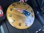 Imperial New England Patriots Oak Barrel Clock. Fixed Price $125.00.