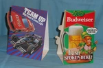 Vintage Beer Table Tent Lot X2 Budweiser Coors Banquet Light. Fixed Price $20.00.