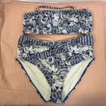 Anthropologie Bikini Set Swim Alana Gunn Womens Large Ruffle Belt Tie Blue White. Fixed Price $89.00.