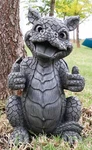 Whimsical Good Job Thumbs Up Dragon Garden Statue Faux Stone Resin Finish 10"H. Fixed Price $43.99.