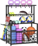 Sports Equipment Garage Organizer, Ball Storage Rack With Basket, Heavy Duty. Fixed Price $133.99.