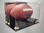 Football Display Case Mirror Back Full Size With Two-tier Black Acrylic Base. Fixed Price $52.95.