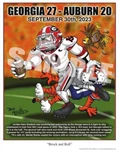 Georgia Bulldogs Football Vs Auburn 2023 "brock & Roll" Dave Helwig Art. Fixed Price $25.00.