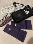 Adidas Purple Gold Metallic White Shin Guards With Compression Sleeves New. Fixed Price $24.99.