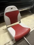 Wise High Back Boat Seat, 4 Bolt Swivel Base, Red, Leather, Practically New. Fixed Price $59.99.
